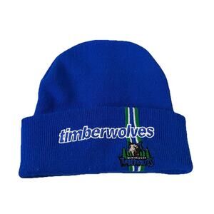 Vintage Blue Minnesota Timberwolves Winter Stocking Hat Official NBA Product